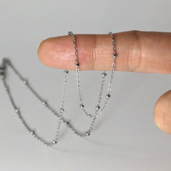 ★シンプルかわいい♡つけっぱなしOKドットチェーンネックレスシルバー金属アレルギー対応サージカルステンレスSUS316