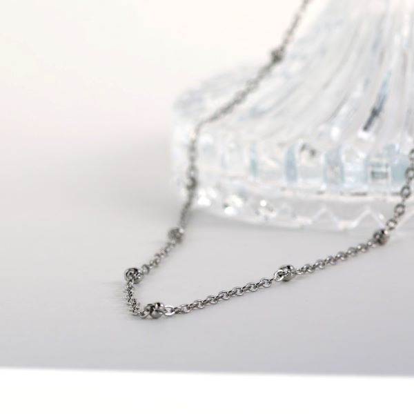 ★シンプルかわいい♡つけっぱなしOKドットチェーンネックレスシルバー金属アレルギー対応サージカルステンレスSUS316