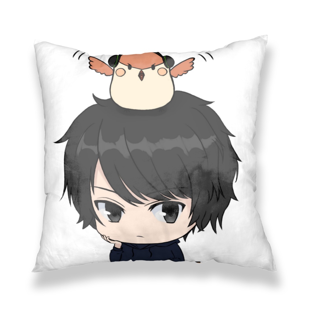 すずめくん ちびキャラ 生意気 クッションカバー (前髪あり)