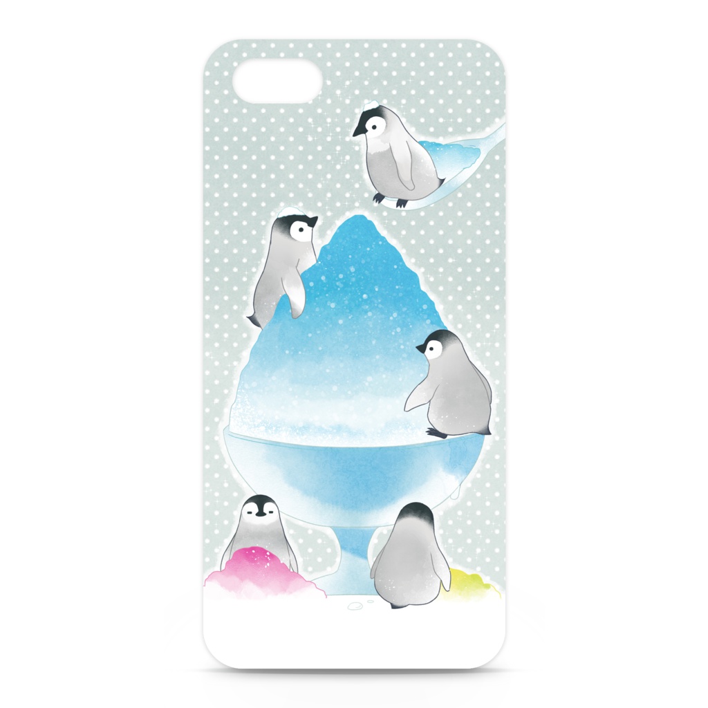 かき氷とペンギンiPhoneケース〈緑〉