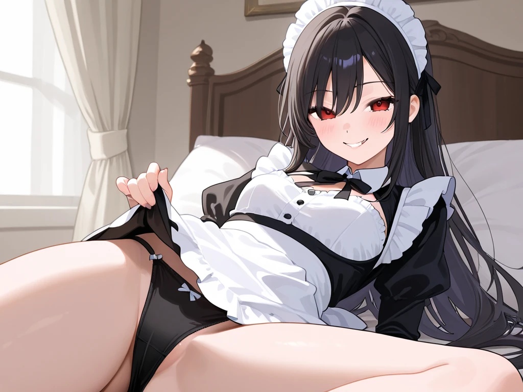 【R15】メイド服の女の子がパンツを見せてくれるイラスト