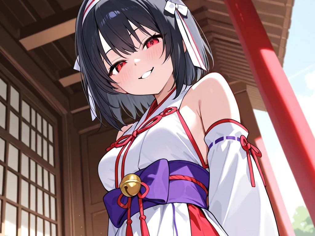 【R15】巫女服の女の子が見下ろしてくれるイラスト