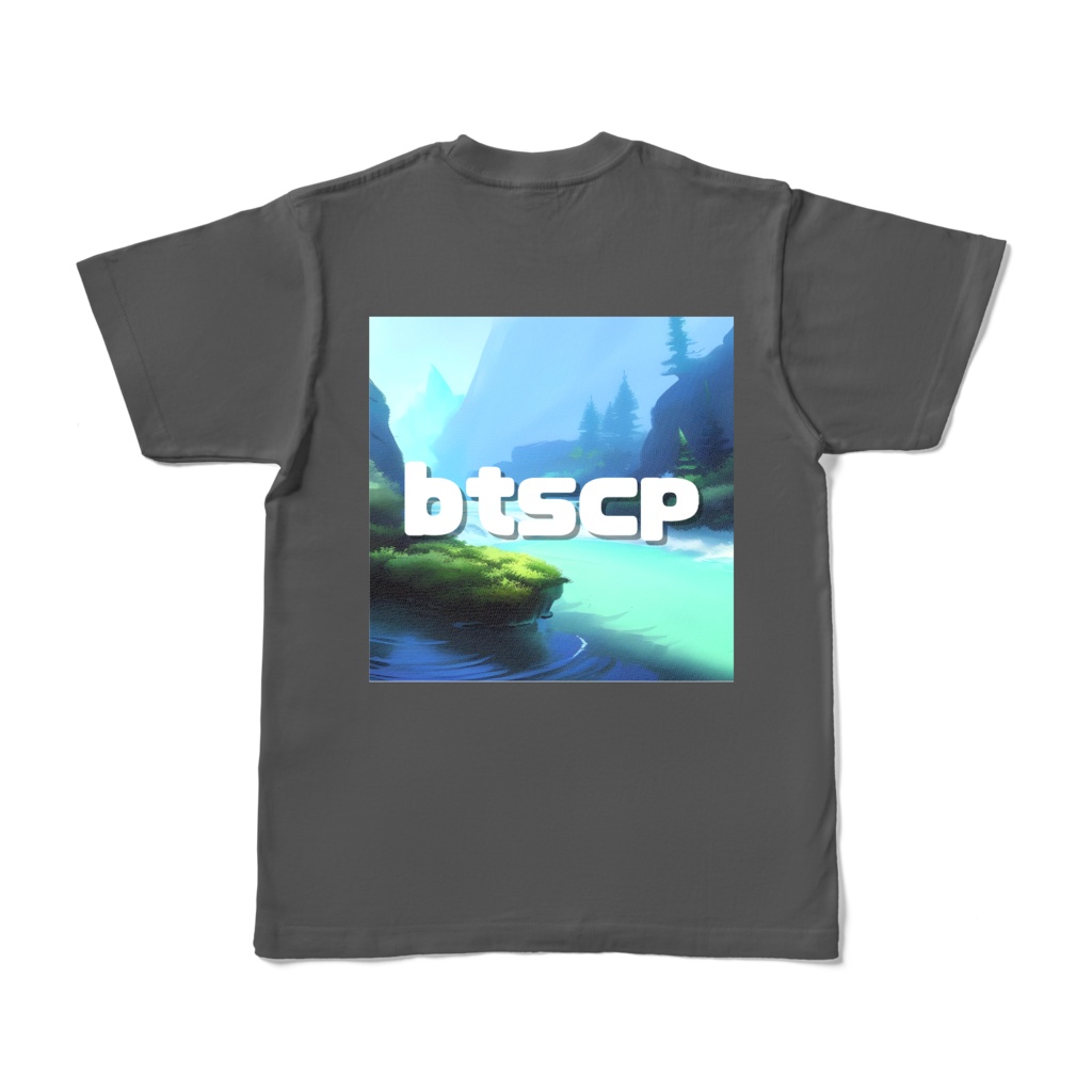 【祝 開店！！ 期間限定割引価格】btscp - Tシャツ 背面イラスト（チャコール 濃色）