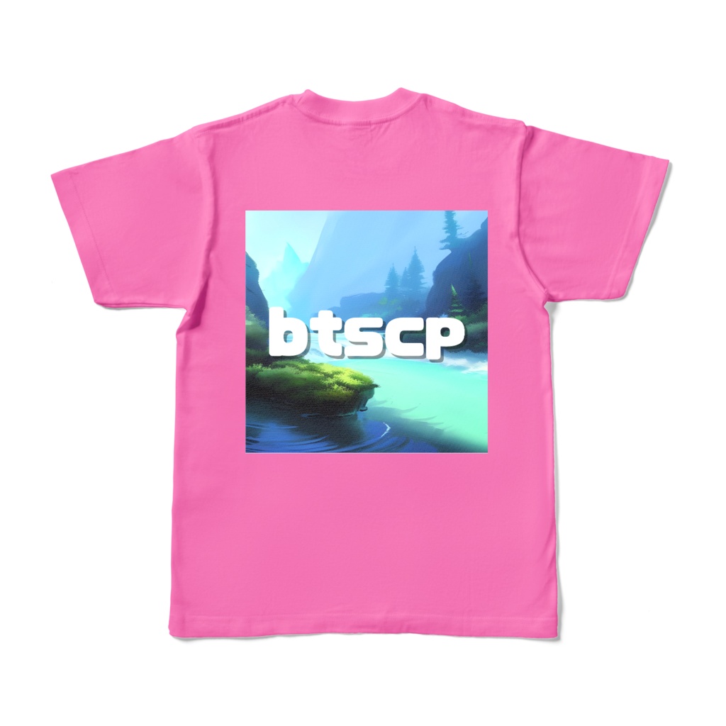 【祝 開店！！ 期間限定割引価格】btscp - Tシャツ 背面イラスト（ピンク 濃色）