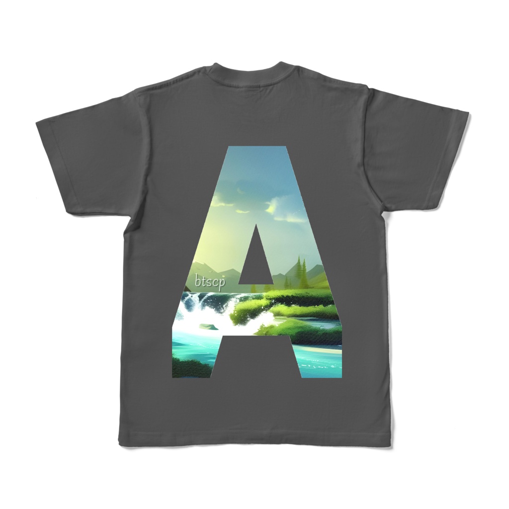 【祝 開店！！ 期間限定割引価格】A - Tシャツ 背面イラスト（チャコール 濃色）