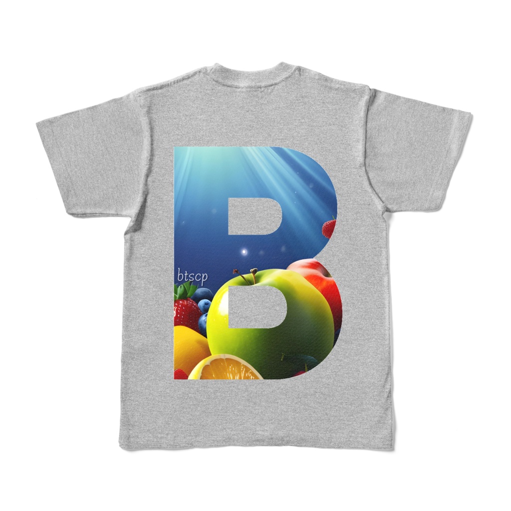 【祝 開店！！ 期間限定割引価格】B - Tシャツ 背面イラスト（杢グレー 濃色）