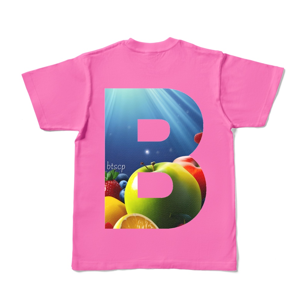 【祝 開店！！ 期間限定割引価格】B - Tシャツ 背面イラスト（ピンク 濃色）