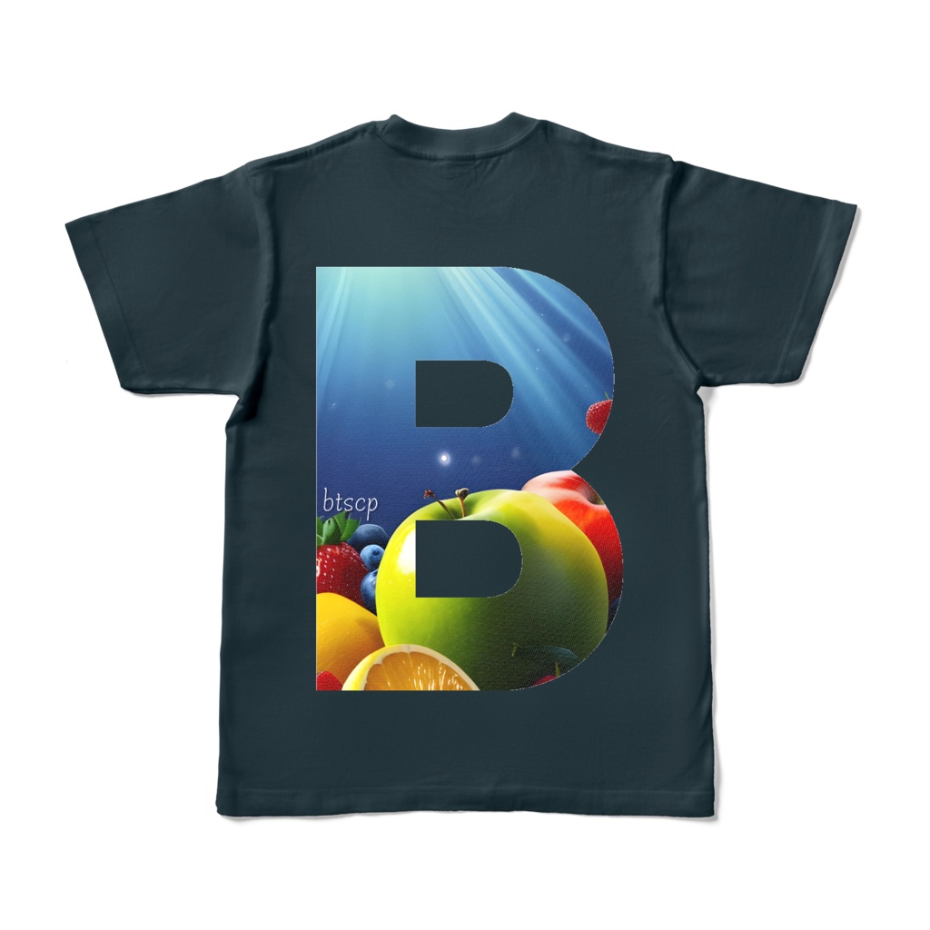 【祝 開店！！ 期間限定割引価格】B - Tシャツ 背面イラスト（デニム 濃色）