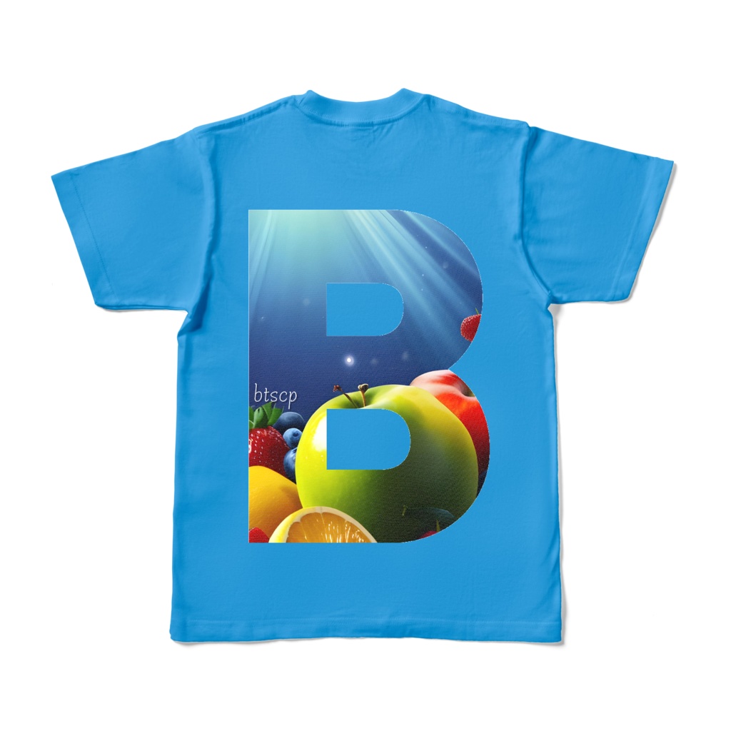 【祝 開店!! 期間限定割引価格】B - Tシャツ 背面イラスト(ターコイズ 濃色)