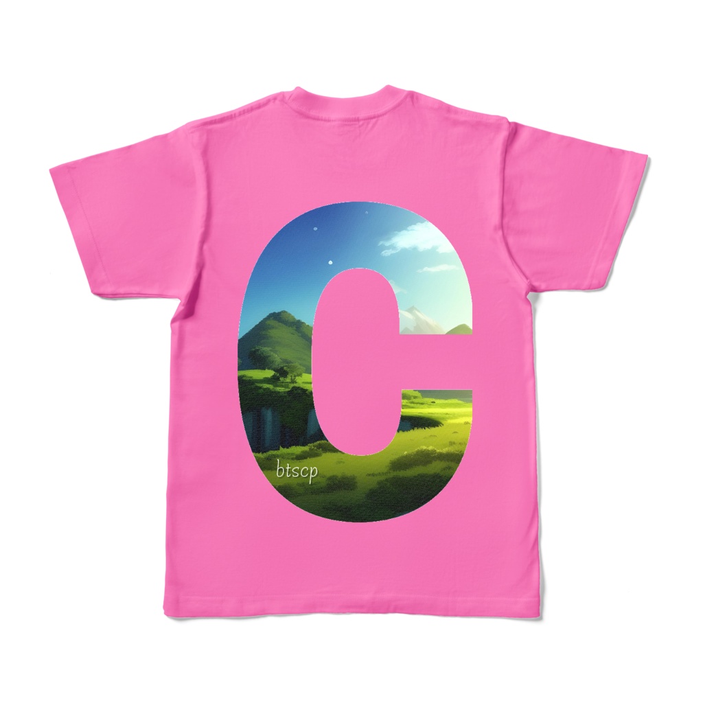 【祝 開店！！ 期間限定割引価格】C - Tシャツ 背面イラスト（ピンク 濃色）