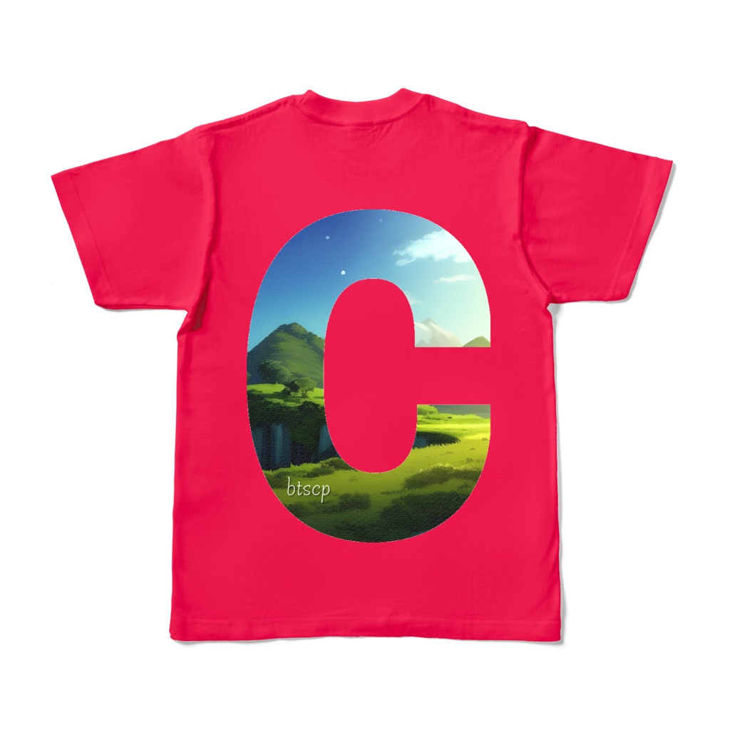 【祝 開店!! 期間限定割引価格】C - Tシャツ 背面イラスト(ホワイトピンク 濃色)