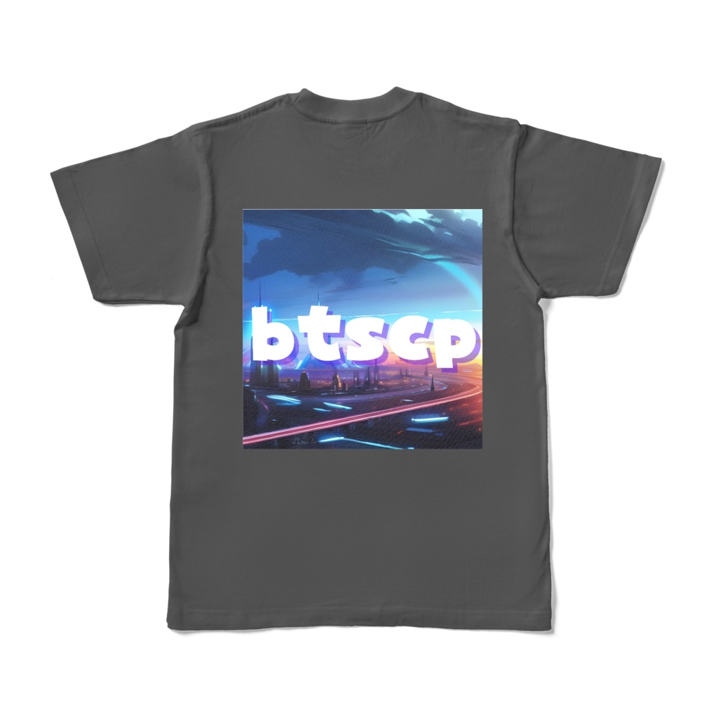 【祝 開店！！ 期間限定割引価格】city - Tシャツ 背面イラスト（チャコール 濃色）