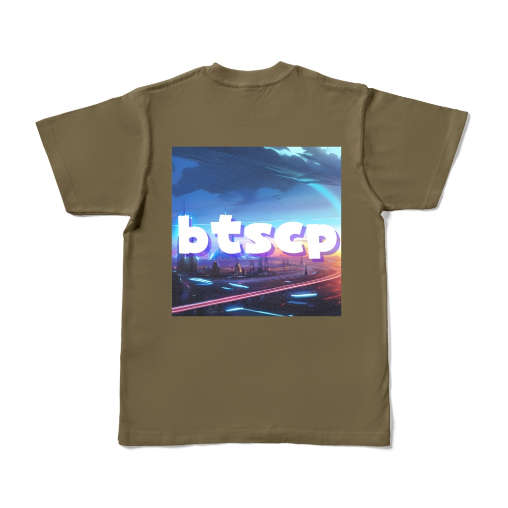 【祝 開店！！ 期間限定割引価格】city - Tシャツ 背面イラスト（オリーブ 濃色）