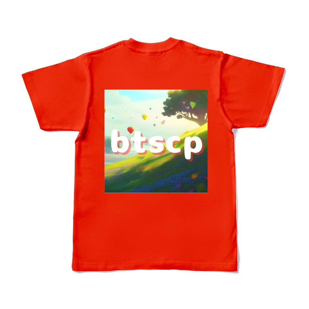 【祝 開店！！ 期間限定割引価格】balloon - Tシャツ 背面イラスト（レッド 濃色）