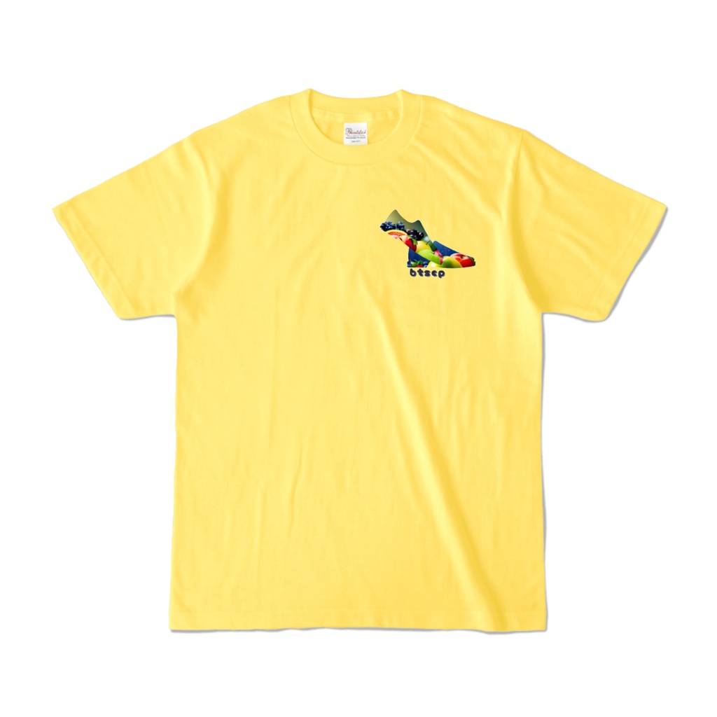 【祝 開店！！ 期間限定割引価格】果物靴ワンポイントデザイン - Tシャツ 正面イラスト（イエロー 濃色）