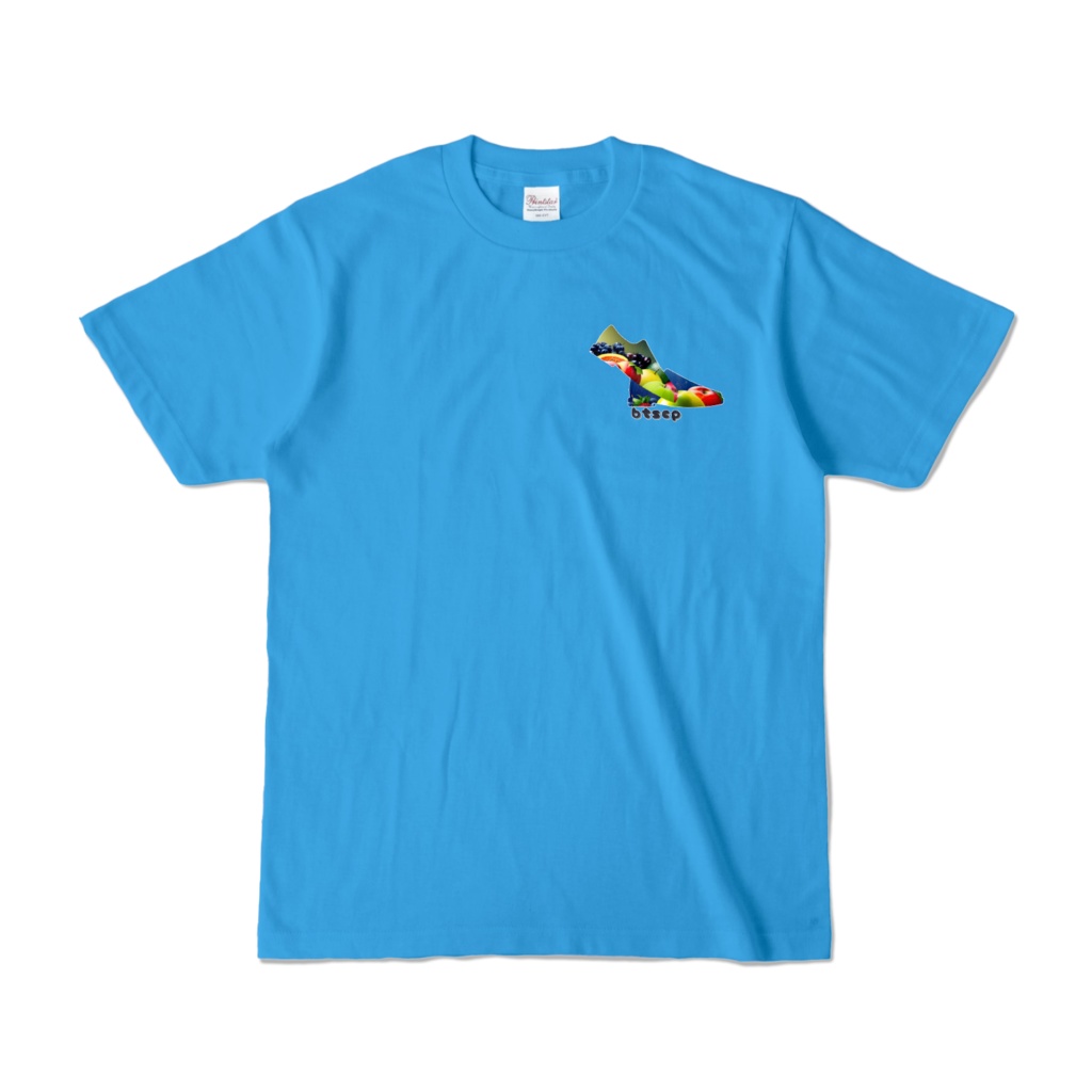 【祝 開店！！ 期間限定割引価格】果物靴ワンポイントデザイン - Tシャツ 正面イラスト（ターコイズ 濃色）
