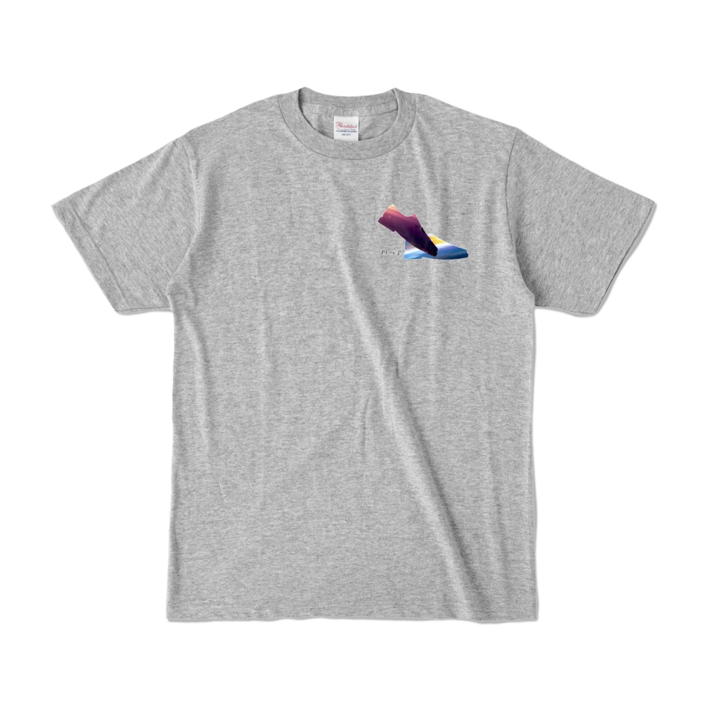 【祝 開店！！ 期間限定割引価格】宇宙靴ワンポイントデザイン - Tシャツ 正面イラスト（杢グレー 濃色）｜[Celebration Opening! Limited Time Discount Price] Space Shoes One-Point Design - T-Shirt Front Illustration (Mokuroi Gray, Dark Color)