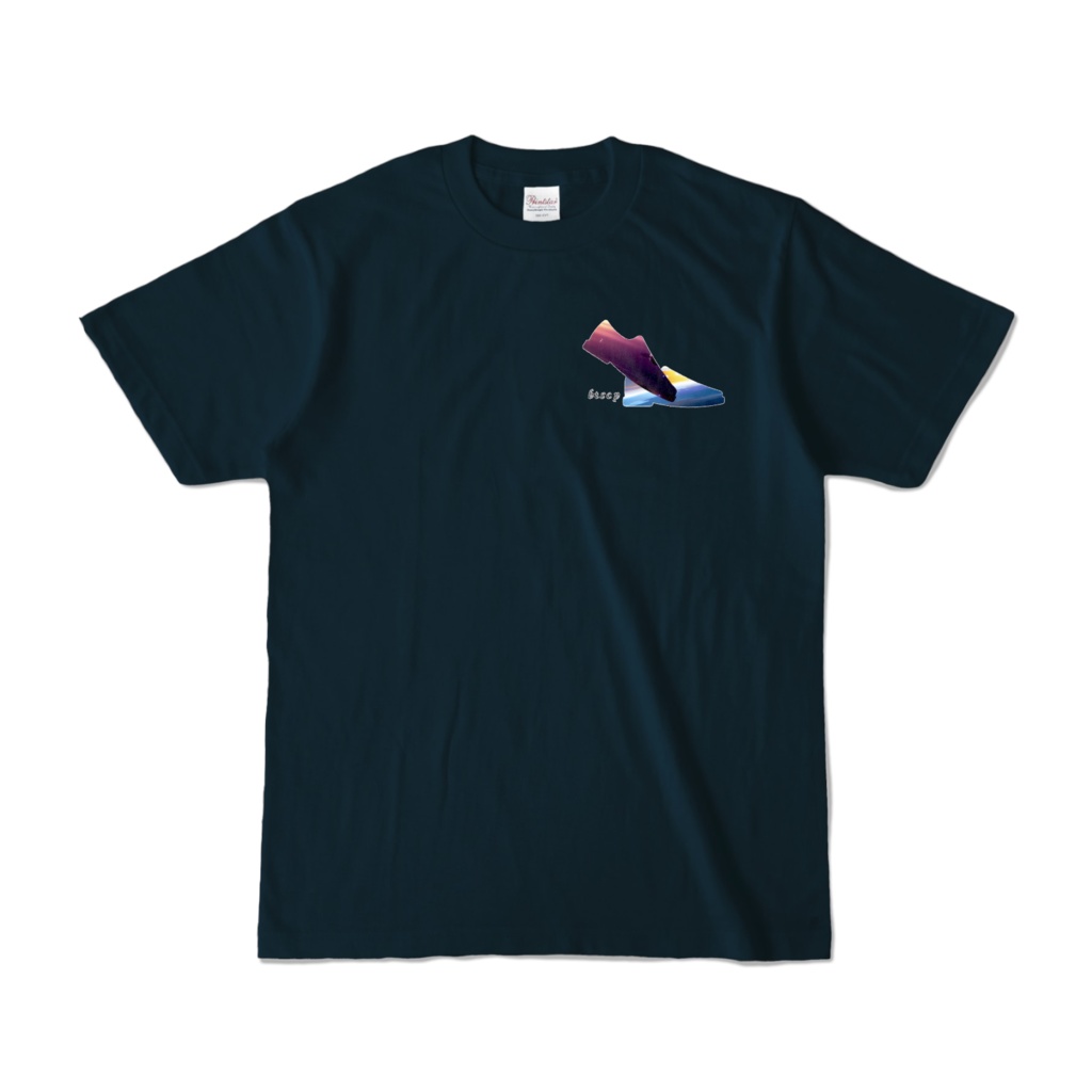 【祝 開店！！ 期間限定割引価格】宇宙靴ワンポイントデザイン - Tシャツ 背面イラスト（ネイビー 濃色）