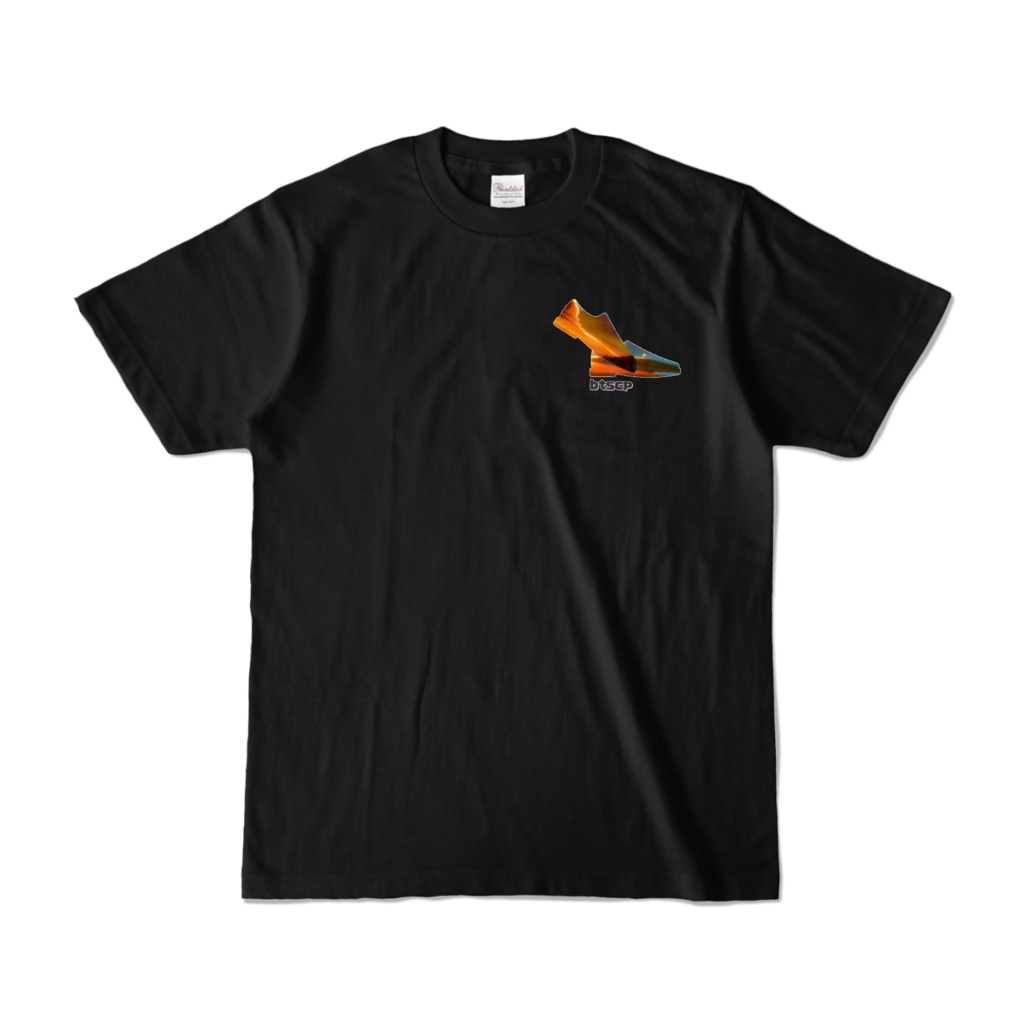 【祝 開店！！ 期間限定割引価格】砂漠靴ワンポイントデザイン - Tシャツ 背面イラスト（ブラック 濃色）