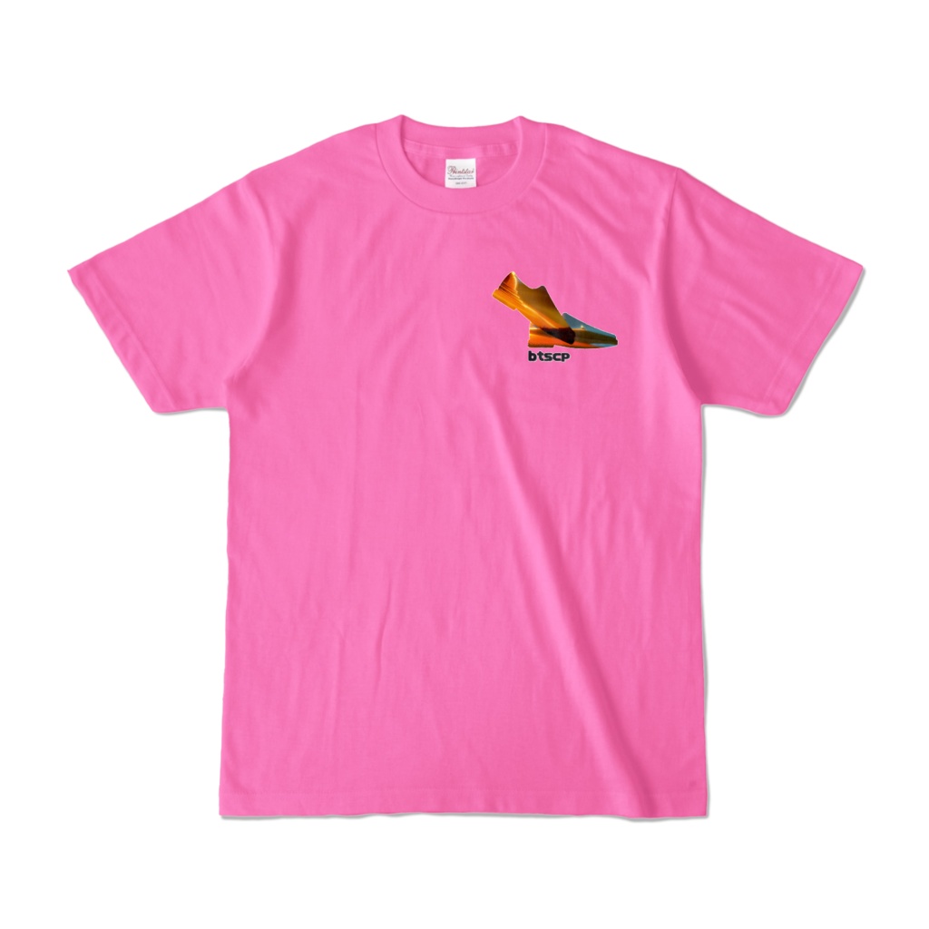 【祝 開店！！ 期間限定割引価格】砂漠靴ワンポイントデザイン - Tシャツ 背面イラスト（ピンク 濃色）