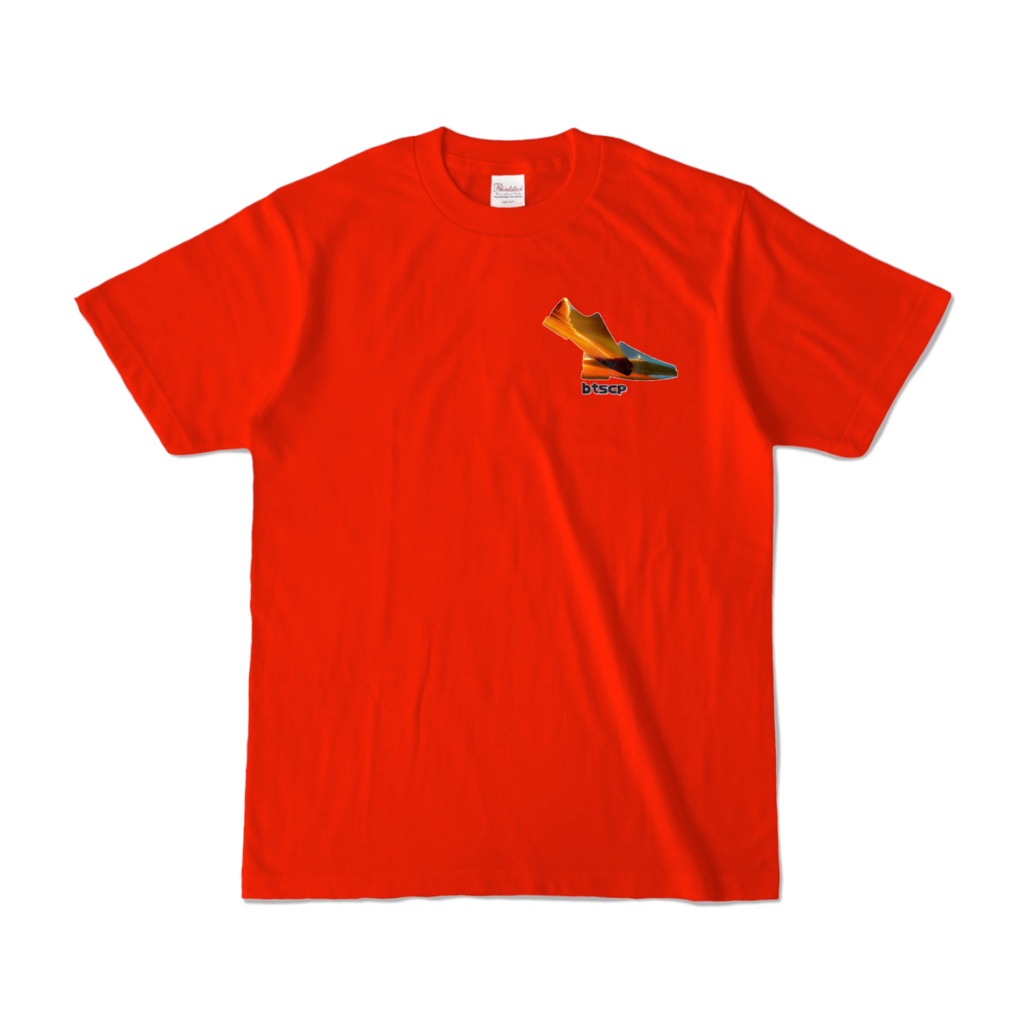 【祝 開店！！ 期間限定割引価格】砂漠靴ワンポイントデザイン - Tシャツ 背面イラスト（レッド 濃色）