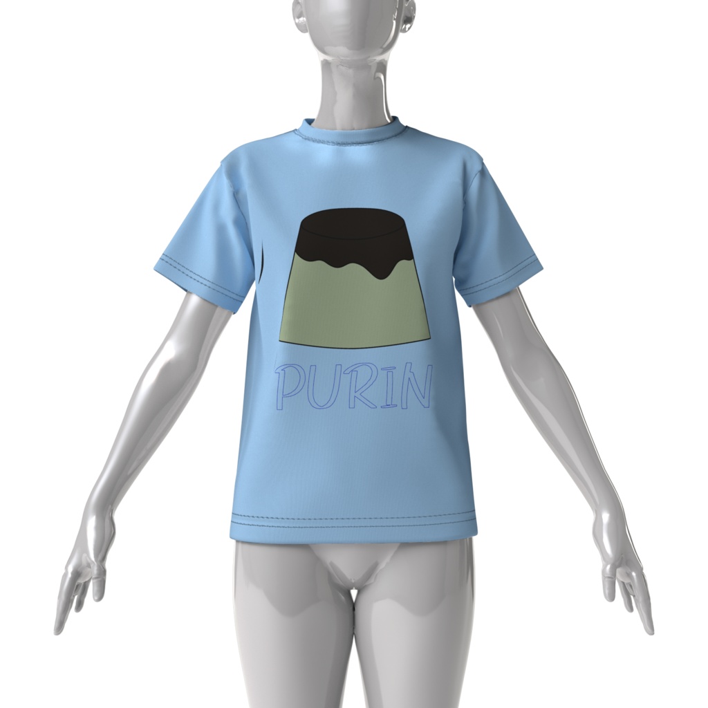 プリンTシャツビッグ-水色