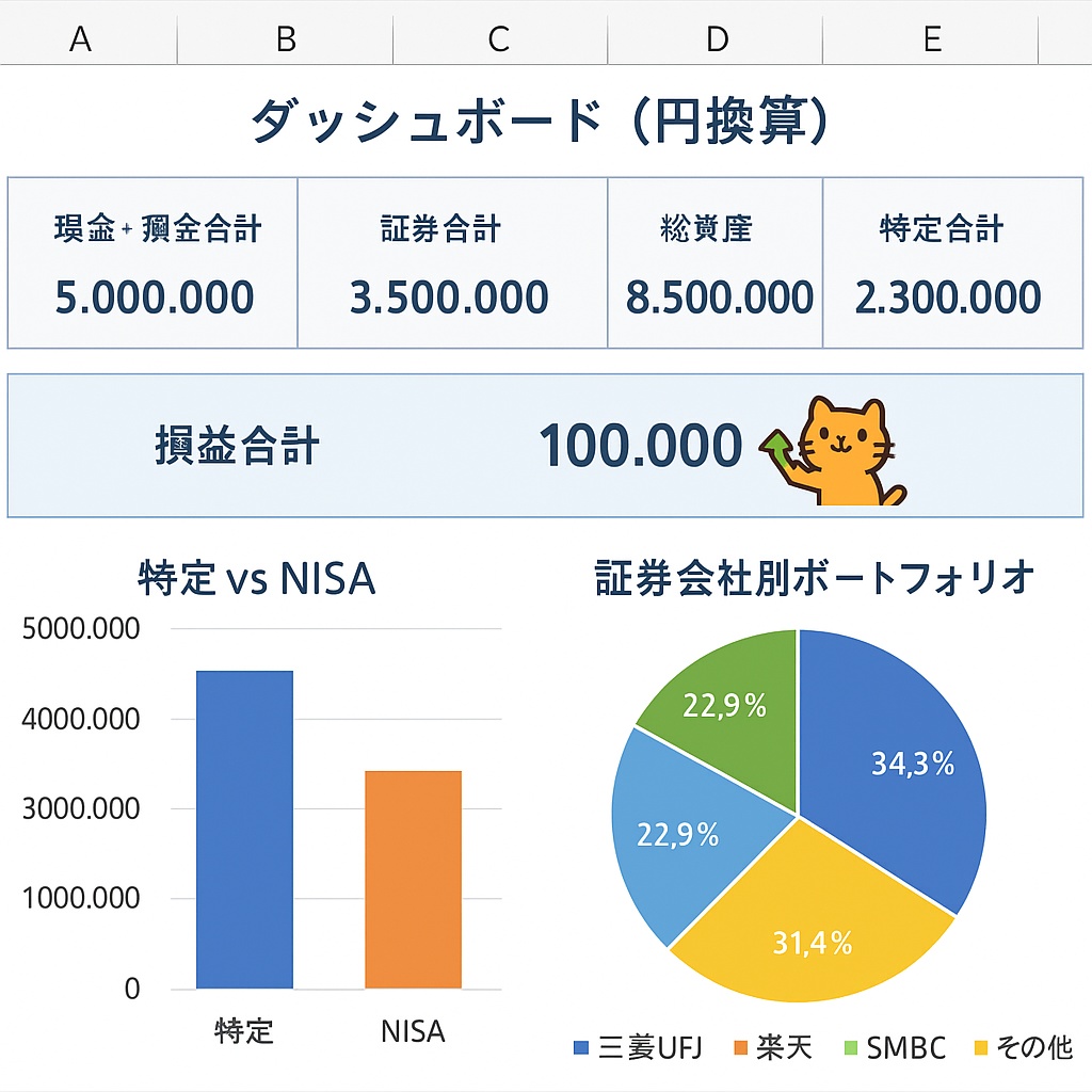 資産見える化ダッシュボード(NISA対応Excelテンプレート)