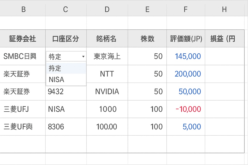 資産見える化ダッシュボード(NISA対応Excelテンプレート)