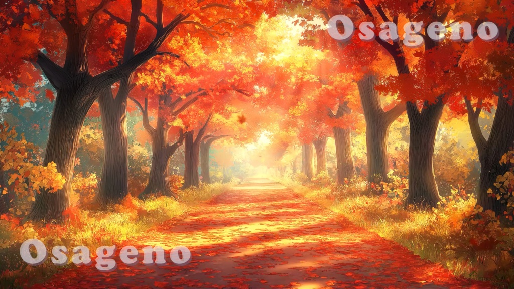 【動く背景】秋色の散歩道【配信用ループ素材】