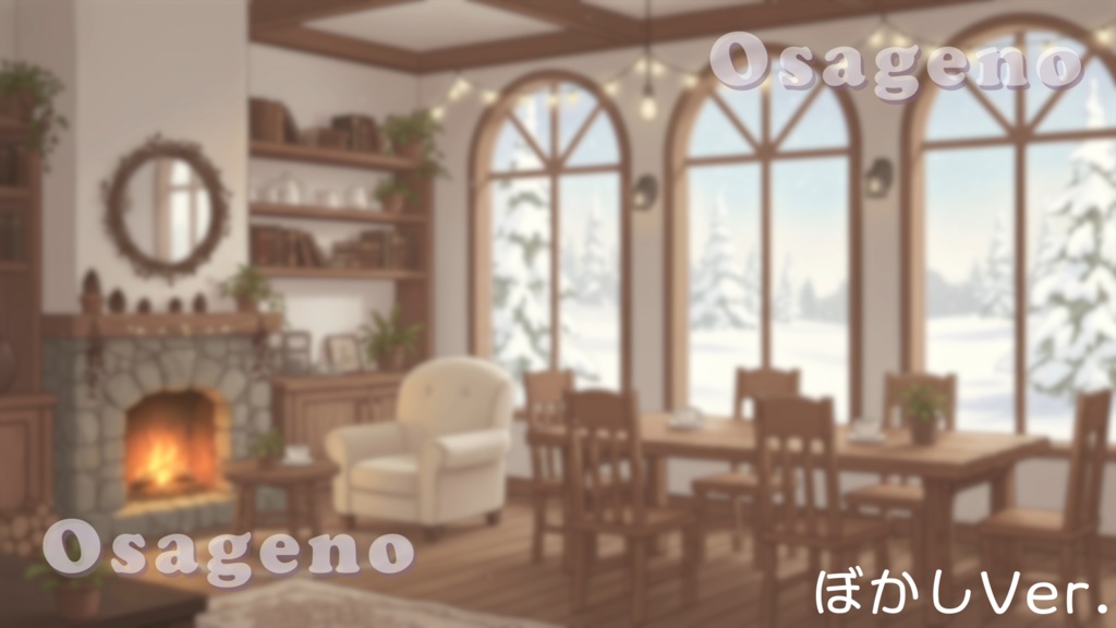 【動く背景】雪の日のウッドカフェ【配信用ループ素材】