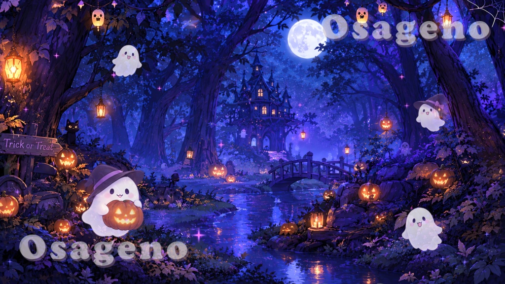 【動く背景】深い森のハロウィン【配信用ループ素材】