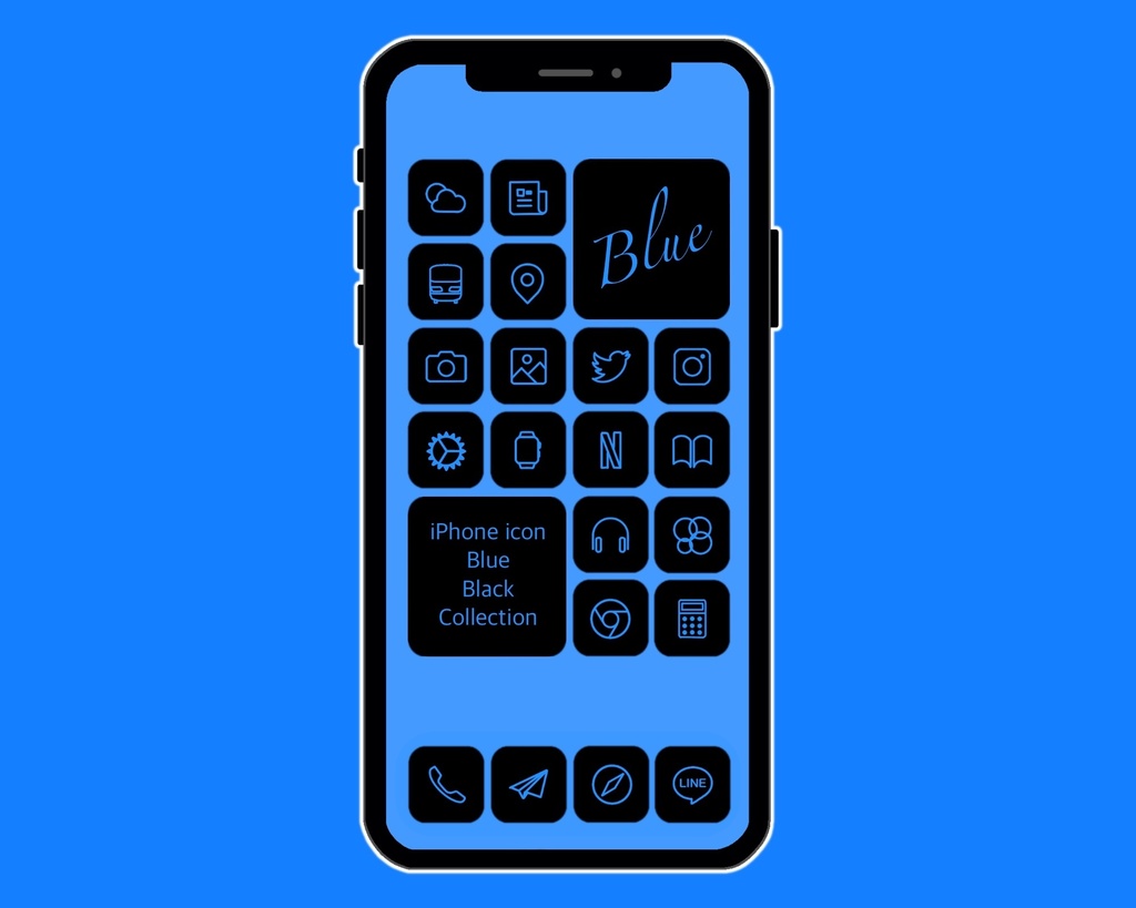 Iphone Icon Blue Black Rappor らっぽる Booth