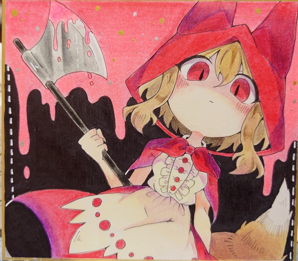 【小色紙原画】ずきんちゃん