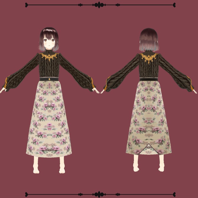 【無料版あり】◆レースニットゴブラン織りスカート◆【Vroid用テクスチャセット】