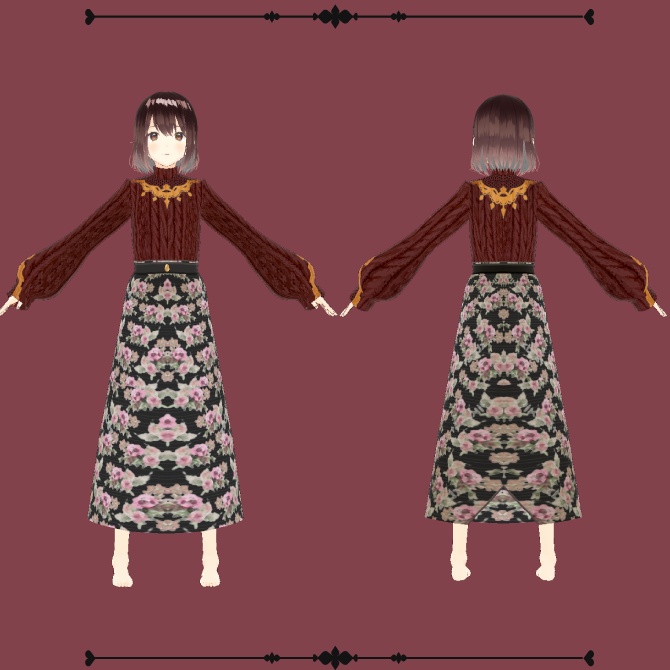 【無料版あり】◆レースニットゴブラン織りスカート◆【Vroid用テクスチャセット】