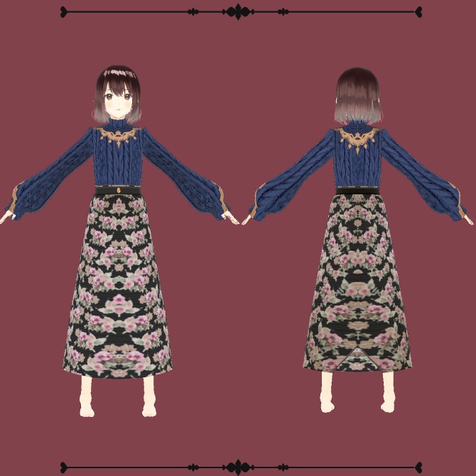 【無料版あり】◆レースニットゴブラン織りスカート◆【Vroid用テクスチャセット】