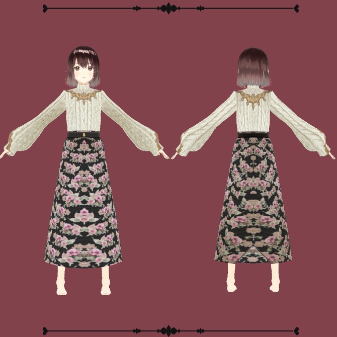 【無料版あり】◆レースニットゴブラン織りスカート◆【Vroid用テクスチャセット】