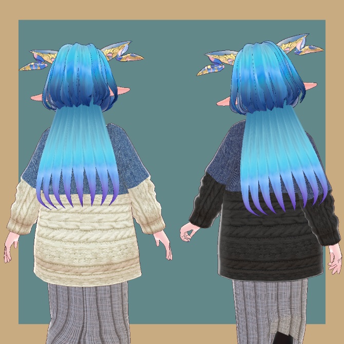 【全6色セット】◆デニムニットアウター(トップス付き)◆【Vroid用テクスチャセット】