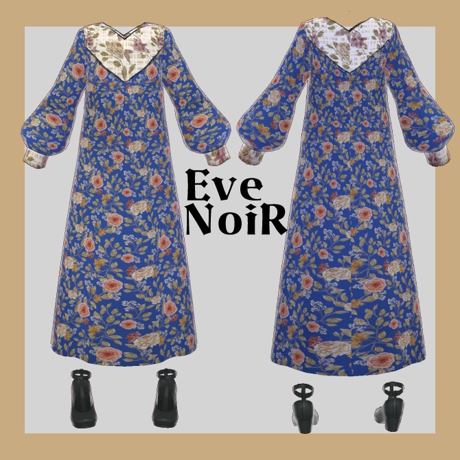 ◆ゴブラン織り花柄ワンピースxT字パンプスセット◆【Vroid用テクスチャセット】