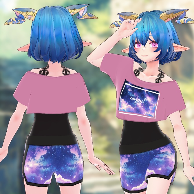 ◆レースタンクトップ星空スポーツウェアセット◆【Vroid用テクスチャセット】