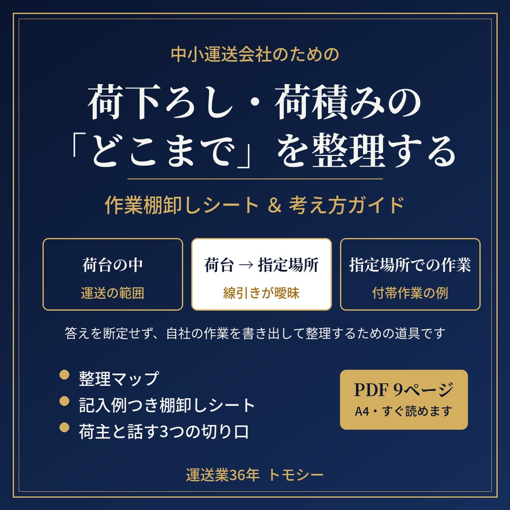 荷下ろし・荷積みの「どこまで」を整理する|中小運送会社のための作業棚卸しシート&考え方ガイド(PDF)