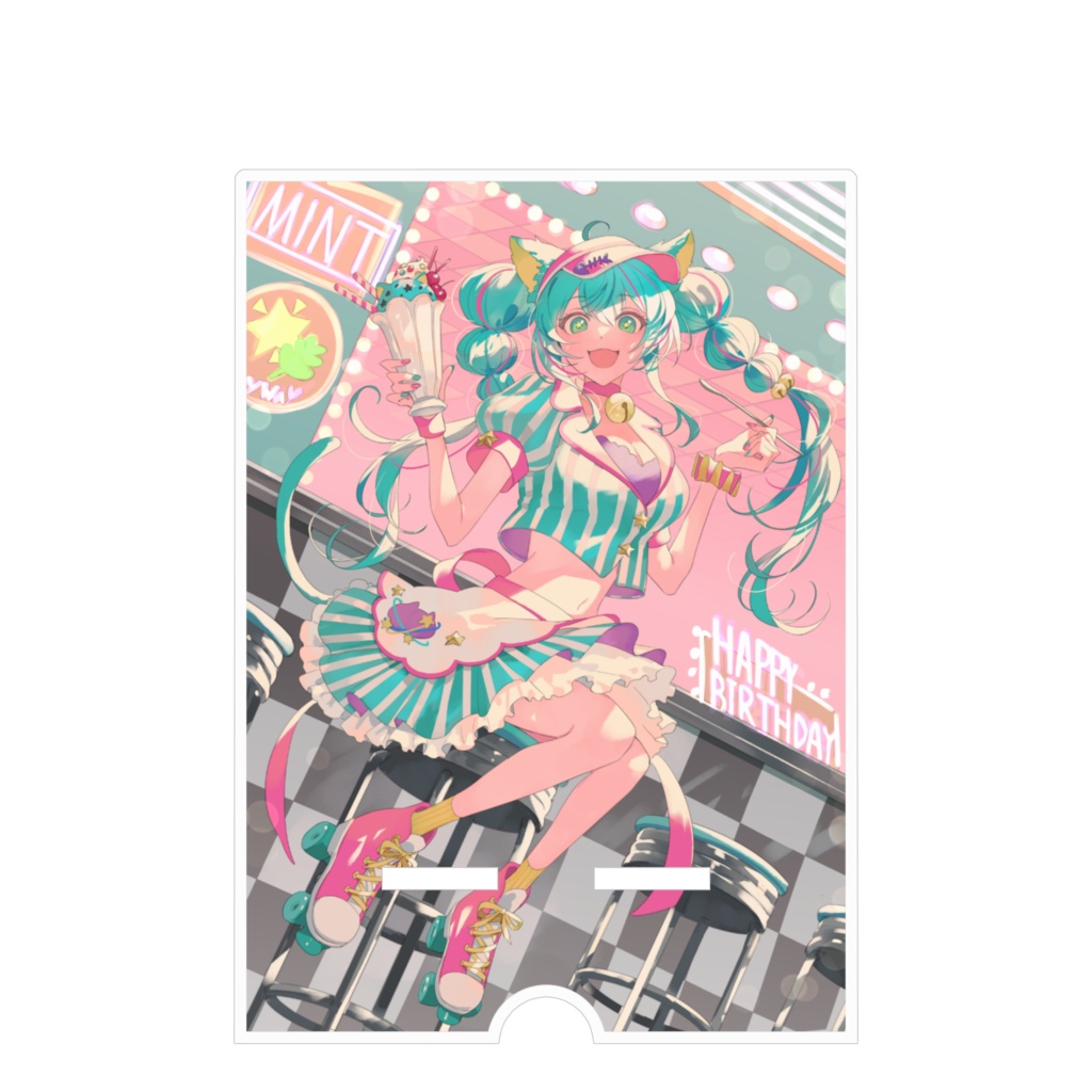 再販【誕生日記念】猫星ミント アクリルスマホスタンド