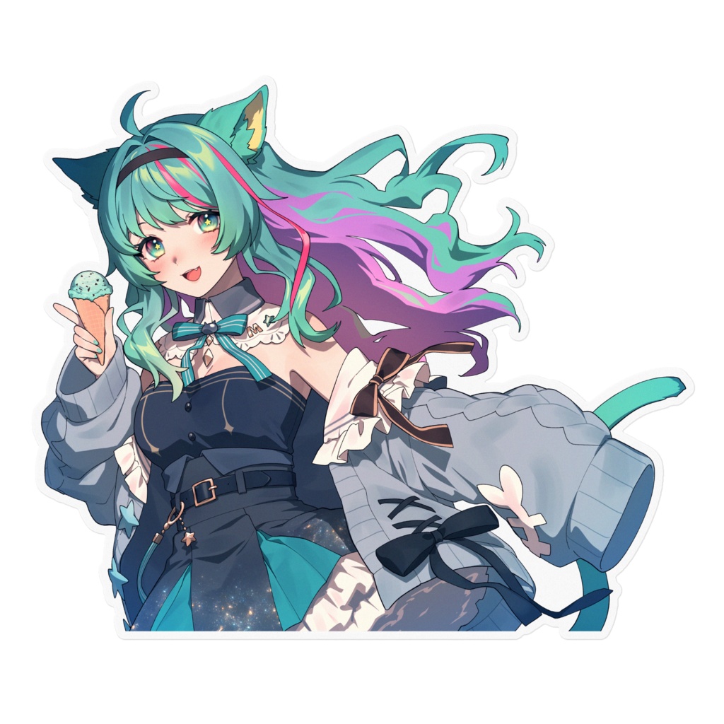 【新ED記念】アイス好きの宇宙猫 ステッカー