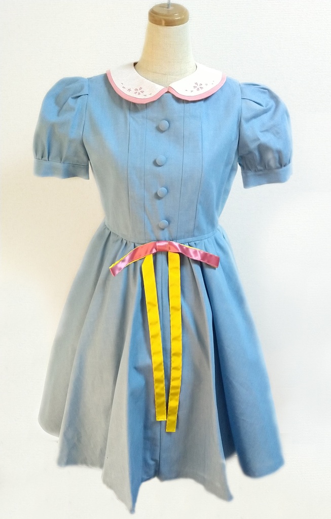 春色デニムワンピース(Mサイズ/襟付き)