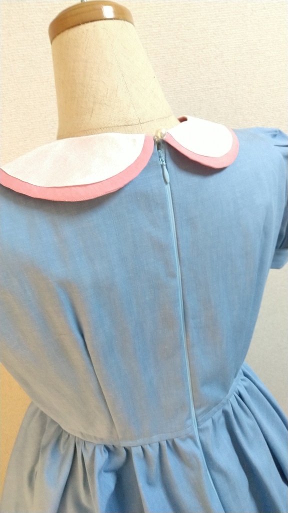 春色デニムワンピース(Lサイズ/襟付き)