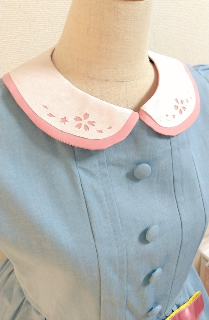 春色デニムワンピース(Lサイズ/襟付き)