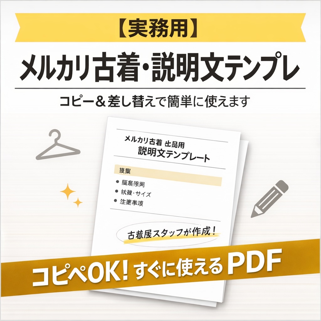 【実務用】メルカリ古着・説明文テンプレ（コピペOK）