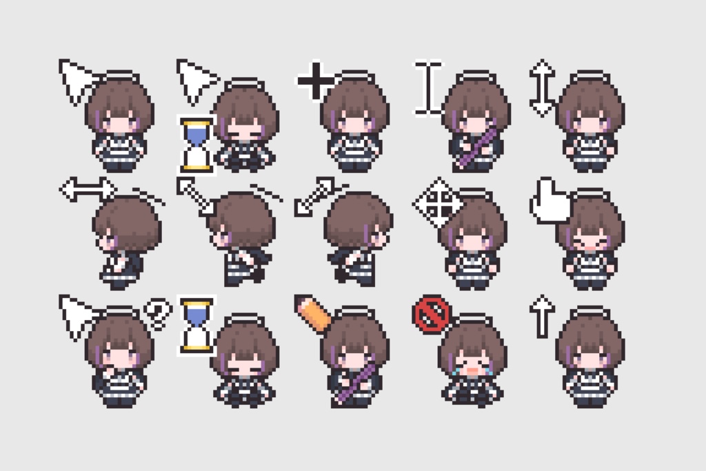 堕天使めりこ　動くドット絵マウスカーソル 全15種セット