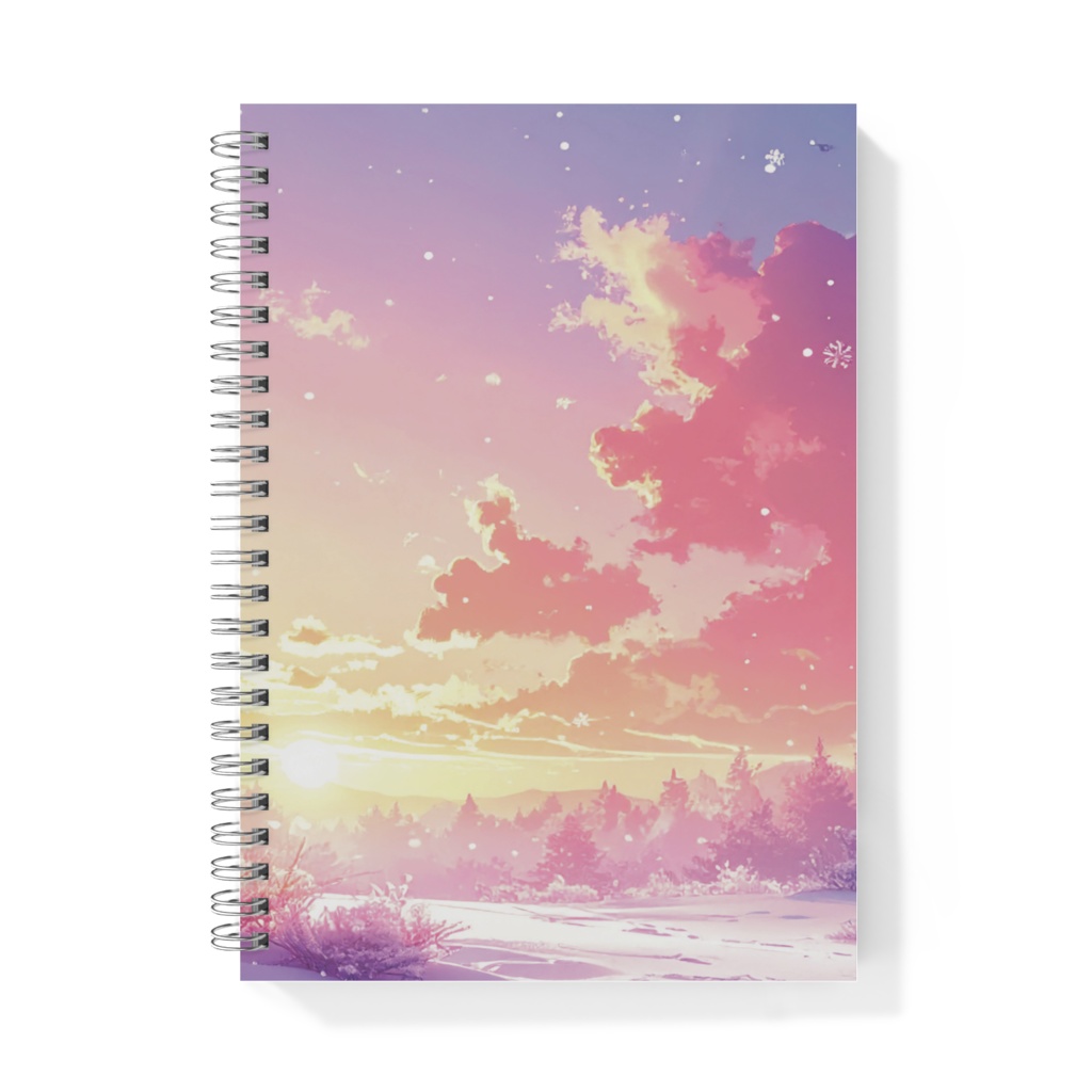 空を眺める　桃色に焼ける雪原