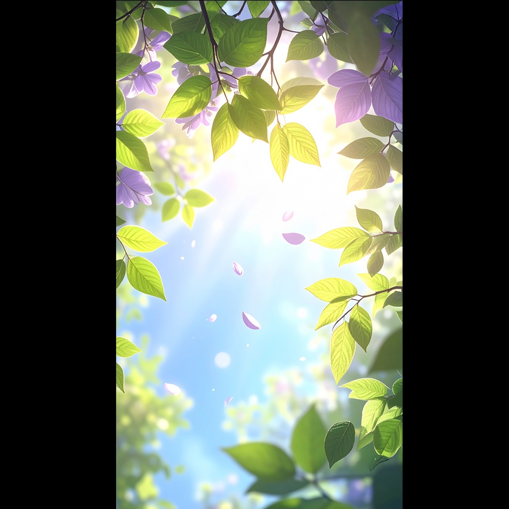 木漏れ日が降り注ぐ初夏の森と青空 (デジタル背景 11点セット)